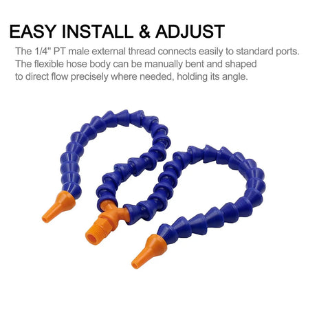 Quarter Inch PT Male Thread Y Shape Coolant Hose With Dual 3Mm Round Nozzles Eleven Point Eight Inch Flexible Plastic Pipe
