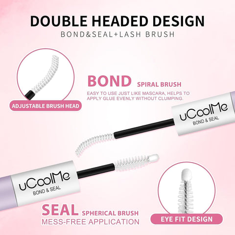 Close-up on double-headed brush design of All Day Waterproof Lash Bond And Seal Eyelash Glue 10ml for DIY Extensions