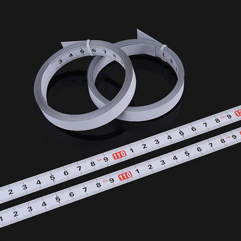 Six Pack Adhesive Flexible Tape Measures Set, 1m And 2m Lengths, Self Sticking Ruler Tools For Home Projects on black background