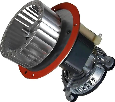 High Output Draft Inducer Furnace Motor Replacement For Carrier Systems, 65230 with metal fan and orange gasket.