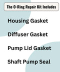 Hayward Super Pump Gasket Seal O Ring Repair Kit with housing, diffuser, pump lid gaskets, and shaft pump seal list