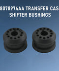 Transfer Case Shifter Linkage And Bushing Kit For Dodge Ram With Manual Shift 241 And 271 Transfer Cases 2005 2012 2500 3500 Diesel Models Includes 55366066AB And 68078974AA Components. two black 68078974AA transfer case shifter bushings