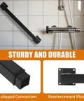 Heavy Duty 14 Foot Wall Mount Stair Handrail Built Like A Tank Steel Rail Matte Black T-shaped connection and reinforcement plate.