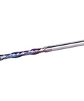 SpeTool compression spiral router bit with 1/8 in shank, angled side view, carbide coated, 1 in cutting length