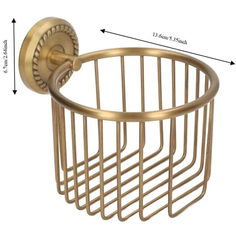 Antique Brass Toilet Paper Holder With Hollow Out Wall Mount For Bathroom Space Saver Built To Last With Mounting Kit Included