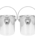 2-pack Stainless Steel Airtight Bucket With Cover For Beverages Camping And Beer Chilling Portable Sealed Metal Cooler Bin