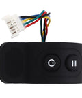 Black Thumb Throttle Accelerator for Electric Scooters with snap-on finger control, ABS gel grip, and convex stripes, top view.