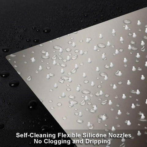 Close-up of 12 Inch Square Rain Showerhead With 11 Inch Adjustable Extension Arm Ultra Thin High Pressure Stainless Steel Shower Head Brushed Nickel Finish
