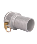 Pair Of Aluminum Gravity Cast Camlock Fittings And Groove Hose Adapter 3 Inch Part C Female Coupler To Serrated Tail With Brass Handles, showing 3 inch aluminum coupler.