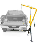 Heavy Duty Hydraulic Floor Jack Featuring Three Adjustable Boom Arms And A Rock Solid Swivel Base in truck bed setup.