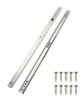 2 Pack 13.5 Inch Drawer Slides With Mounting Screws Cold Rolled Steel Glide Tracks For Cabinets Furniture And Lab Carts Smooth As Butter Operation No Hassle Install Rust Proof Finish with screws visible.