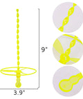 Yellow plastic swirl stick and ring from 50 Pack Flying Disc Toy Set With Swirly Sticks, Spinners, And Rings, 9 and 3.9 inches size
