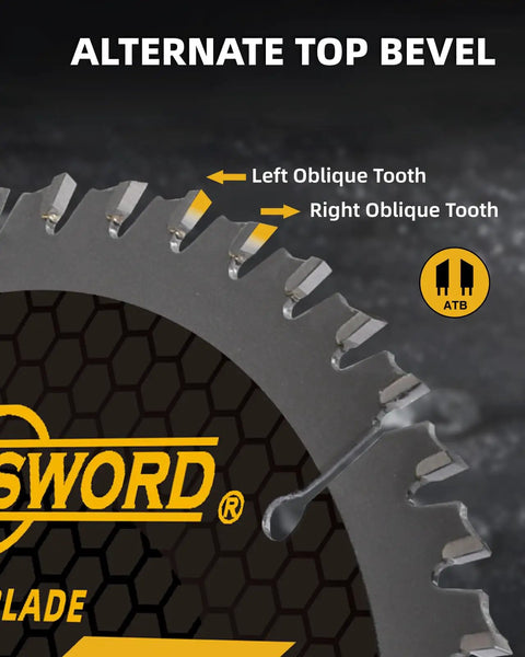 Close-up of 40T blade from 10 Inch Table Saw And Miter Saw Blade Set with alternate top bevel teeth design