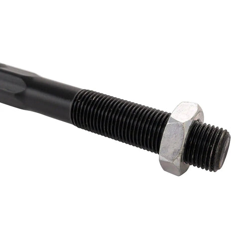Beef Up Your Ride With This Front Tie Rod Set 4 Piece Inner And Outer For Driver Side And Passenger Side Vehicle Steering Replacement For Easy DIY Repairs, black steel threaded tie rod close-up
