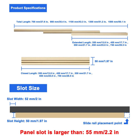 Heavy Duty Full Extension Drawer Slides Side Mount For Cabinets Desks And Bay Windows Quiet Track Hardware 750 Millimeter Length For Smooth Operation And Easy Pull Out, 50 mm slot