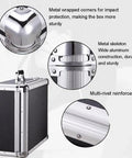 Close-up details of Large Aluminum Alloy Tool Case With Locking Latch, Industrial-Grade Rugged Shockproof Instrument And Meter Box