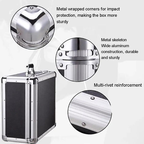 Close-up details of Large Aluminum Alloy Tool Case With Locking Latch, Industrial-Grade Rugged Shockproof Instrument And Meter Box