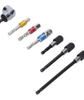 Grab This Awesome 7-Piece Socket Adapter Kit With Colorful Hex Shank Extensions For Easy Drilling And Screwdriver Work That Fits 1/2 Inch 3/8 And 1/4 Sizes Perfectly For Pro Tools Or Weekend DIY Projects Anytime. 7-piece chrome vanadium steel socket adapter set with hex shank extensions
