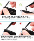 Instructions for using Snag These Pre Cut Light Seal Foam Strips To Fix Vintage Camera Leaks with tweezers.