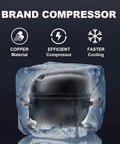 Super Chill Ultra Low Temperature Lab Freezer With Kickass Cryogenic Cooling showing a copper compressor encased in ice for enhanced cooling.