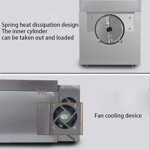 Electric Coffee Roaster Machine With Adjustable Temperature And Timer 1800W Stainless Steel Nonstick Bean Nut Roaster rear view with cooling fan.