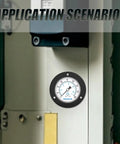 Beefy 0 to 160 PSI Dry Pressure Gauge With Front Flange Panel Mount installed on industrial equipment