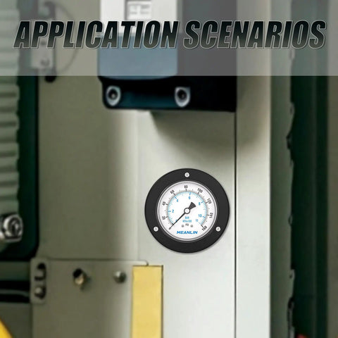 Beefy 0 to 160 PSI Dry Pressure Gauge With Front Flange Panel Mount installed on industrial equipment