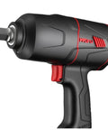 Close-up of Shop Grade Impact Pneumatic Wrench with black and red design for garage pros managing 610 Nm twists at 7000 RPM.