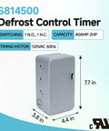 Commercial Refrigeration Defrost Timer 40A 2HP 120V AC 60Hz UL Certified Pro Grade Defrost Controller With 1 to 6 Daily Auto Defrost Cycles, Adjustable 4 to 110 Minutes In 2 Minute Steps, Keeps Evaporators Frost Free Cooling Performance Boost. Gray defrost control timer, 7.7 x 4.4 x 3.8 in