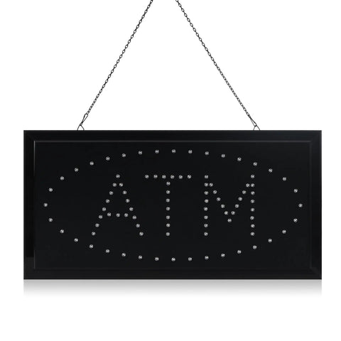 LED Neon ATM Open Sign With Animation For Stores And Gas Stations Eye Catching 19x10 Inch Window Display with Hanging Chain