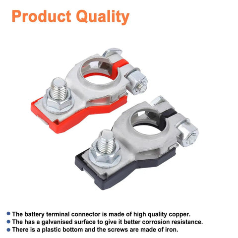 Rock Solid Battery Terminal Connectors One Pair Positive And Negative Top Post Design Copper Tinned Shell with plastic bases