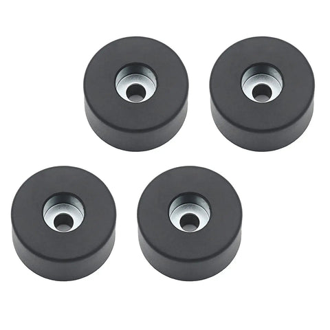 Four Pack Air Compressor Isolator Pads Replacement Rubber Feet Non Slip Durable Cushions for heavy duty setups, black, steel washers visible.