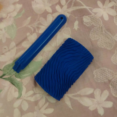 Killer Rubber Wood Graining Paint Roller For Real Deal Faux Finish Wall Texture Job With Extra Long Handle, blue rubber tool.