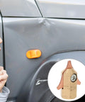 Two Piece Copper Dent Puller Kit With Heavy Duty Auto Body Clamps For Vehicle Sheet Metal Forming, image of dent and tool