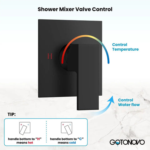 Rainfall Shower System With 10 Inch Rain Shower Head Matte Black Bathroom Mixer Single Handle Wall Mount Kit With Rough In Valve All Metal Construction For Durable Performance And Easy Install Upgrade Your Shower Experience matte black mixer valve control