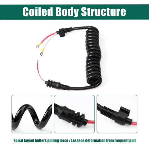 8M0029237 Curly Cable Replacement For MotorGuide Xi3 And Xi5 Trolling Motors, coiled black structure with wiring connections.