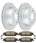 Rear Drilled And Slotted Brake Rotor Kit With Ceramic Pads For Cadillac Escalade ESV Chevrolet Silverado 1500 Suburban Tahoe
