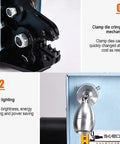 Close-up of Easy Grip 60W Electric Terminal Crimping Machine With Pedal showing clamp die crimping mechanism and LED lighting.