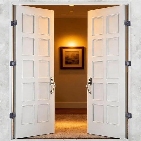 Heavy Duty Weldable Hinges Set 2 Pack Solid Iron Weld On Hinges In Black Three Point Two By Three Point Three Inch on white doors