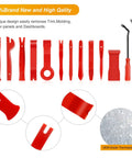 Nylon Car Fastener Clip Kit For Panels And Dashboards DIY Ready 13 Piece Trim Removal Tool Set, red tools close-up
