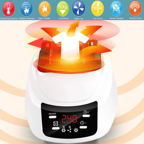 Portable Clothes Dryer With Remote Control 110 To 240V Foldable Electric Drying Machine, LED display with 240 min timer