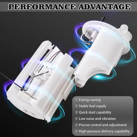 Plug And Play Electric Fuel Pump Assembly With Sending Unit OE Replacement Kit for Toyota Avalon Camry Lexus ES350 shown in white casing