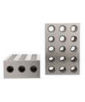HHIP 58-piece clamping kit with 1-2-3 precision blocks; two silver metal blocks with 5/8 in T-slot hole grid