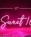 Pink Sweet 16 LED Neon Sign 17 By 7.3 Inches USB Powered Wall Decor For Bedroom Birthday Party Vibe Sweet 16 Glow Accessory