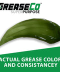 Calcium Sulfonate Grease Drum Amber Grease NLGI 2 400 LB Heavy Duty Beefy Lubricant with green color and texture shown.