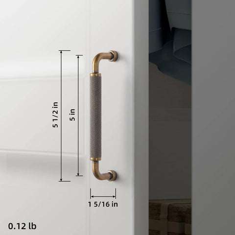 6 Pack 5 Inch Antique Brass Knurled Cabinet Pull Handles With Textured Non Slip Grip For Kitchen Cabinets And Furniture Drawers