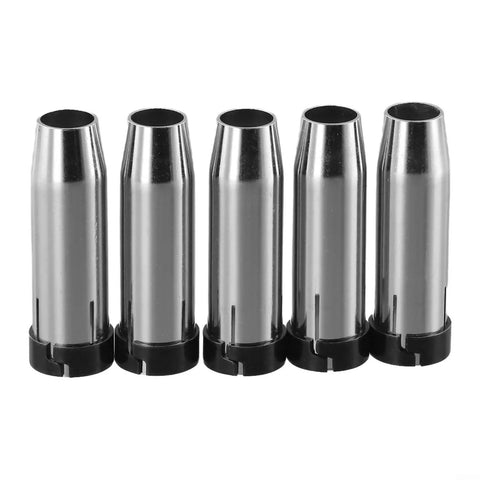 5 Pack Gas Nozzle Replacement Parts For MIG Welding Torch High Temp Resistant Conical Nozzle Easy Install Silver Metal Tip