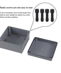 4 Pack Heavy Duty Abs Plastic Junction Boxes 6 In X 6 In X 3 In IP65 Waterproof showing grey box and rust-resistant plastic screws.