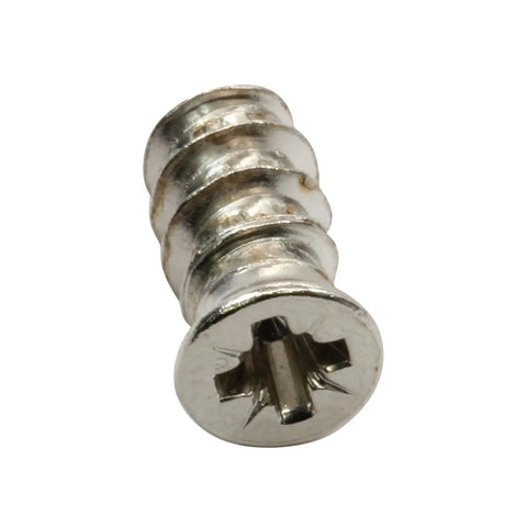 100 Pack Pozi Cross Flat Head Euro Screws 6mm by 13mm Nickel Plated Steel Type B Point Phillips Drive close-up view