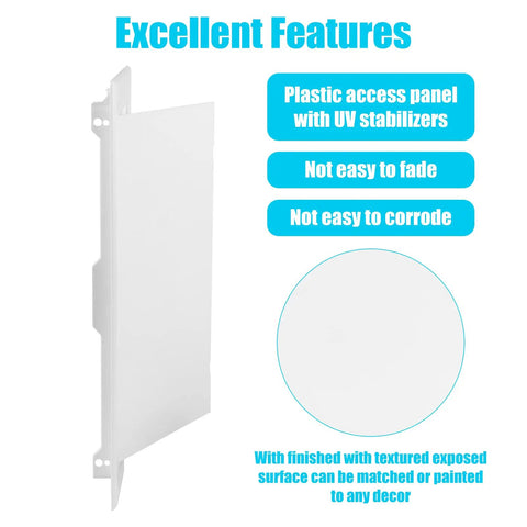 Heavy Duty White Plastic Access Panel For Drywall And Ceiling No Sweat Installation Removable Hinged Door side view showing texture and durability.